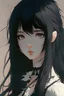 Placeholder: anime, girl, black hair, pale skin