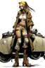 Placeholder: tank girl big boots sit on mechanic sputnik sphere vehicule