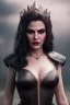 Placeholder: busty evil queen in leather gown, cleavage, angry, stern look, unreal 5, octane render,cinema4d, dynamic lighting, dramatic lighting, 4k, redshift render, highly detailed, hyper realistic