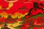 Placeholder: A red dream realm with scorching fire painted by Utagawa Hiroshige