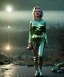 Placeholder: Ultra Realistic retro sci-fi 1960 scene, waist up view portrait, blonde woman, sweet young Marilyn Monroe face, perfect iris, tight latex coat, Strange planet background, Retro sci-fi style helmet, fog, rain, soft color, highly detailed, unreal engine 5, ray tracing, RTX, lumen lighting, ultra detail, volumetric lighting, 3d, finely drawn, high definition, high resolution.