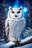 Placeholder: Beautiful snow owl in a magical forest with magical cosmic sky.