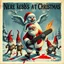 Placeholder: there is no kebabs at christmas, evil Santa, evil naked gnomes running around, staring flaming eyes, evil naked Rudolf, very big evil melting angry Frosty the snowman in background, 1940 christmas postcard, blood stains, Flying angels, Santa holding a chainsaw, fireworks, Tim burton style
