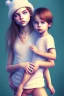 Placeholder: girl and boy, cute, beautiful, close up, holding baby