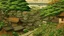 Placeholder: A brownish bronze Irish town with clovers painted by Katsushika Hokusai