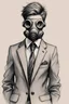 Placeholder: A sketch of a teenager wearing a suit with a gas mask