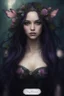 Placeholder: Purple long hair Dark Fairy princess queen crown no hand butterflies dragonflies fireflies flowers fairy wings