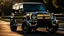 Placeholder: A (((G-Wagon mustang))) featuring a luxurious interior, advanced technologies, and a sleek body kit designed by MANSORY, front cinematic view on road in morning, ((((desktop wallpaper))))