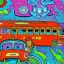 Placeholder: psychedelic bus by jim woodring in cartoon style