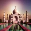 Placeholder: The Taj Mahal, Hindistan, sunset, fantasy art, flying birds, springs, waterfall