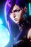 Placeholder: Futuristic anime fantasy dancer, portrait from waist up, physically fit, latex and leather attire, blue eyes, pastel hair, intricate eyeliner, vibrant eyeshadow, clear completion, soft lighting, 4k resolution, intricate details, insanely detailed, colorful cityscape background, masterpiece, expert, cinematic smooth, retroanime style, realistic details, no helmet