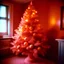 Placeholder: A pink and orange Christmas tree in the style of vintage kodachrome