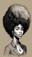 Placeholder: High quality sketch of a handsome ebony woman with a short curly afro