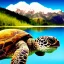 Placeholder: turtle and flower and mountain