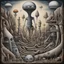 Placeholder: Quirky surreal dreamscape, by Phlegm, Afshar, pneumatic alien, abstract, acrylics