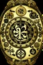 Placeholder: the Latin cross, aum letter, crescent and star, yin and yang, torii gate, khanda, star of david, dharma chakra all merged into one mystical signet