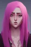 Placeholder: beautiful young woman with long pink hair