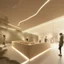 Placeholder: Museum design with “interactive exhibition halls”, natural lighting, modern style, earthy colours