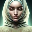 Placeholder: close up portrait of woman in hijab, fine detail, highly intricate, modern surrealism painting, defined cracks and breaks, high-quality, volumetric lighting, 8k, ultrahd, George Grie, Marco Escobedo, Igor Morski,Brian Froud, Howard Lyon, Selina French,