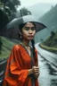 Placeholder: Gambar wanita Indonesia cantik sedang hujan dijalan pegunungan