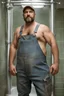 Placeholder: full figure photo, two burly big chubby sicilian plumber, dirty, ripped overalls, 33 years old, crossed arms, shaved, short beard, manly chest, very virile, hairy, manly arms, ugly, big thighs, under the shower, sunlight , photorealistic, 35mm lens, ultra detailed