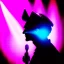 Placeholder: The silhouette of a musical performer in the spotlight. - very noticeable shadows - very realistic details - style: "synthwave"