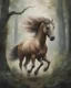 Placeholder: A centaur majestically galloping through the dense forest in the style of Camilla d'errica, fantastical landscape, soft strokes , mythology portrait, classic painting