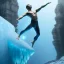 Placeholder: yoga cliff diver before diving into underground pool of ice, Menzoberranzan,4k, Highly Detailed, perfect eyes, Digital Illustration, Cinematic Lighting, Realistic, Sharp Focus, Centered, Beautifully Lit, Bioluminescent by Stanley Artgerm Lau