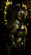 Placeholder: Detailed Illustration of Spartan Wallpaper, Black and Gold Colors Thunders, Frontview, Big Wings, 4k Hiqh Quality