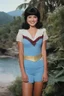 Placeholder: full color, full body portrait, smiling 18-year-old Mary Ann from Gilligan's Island with (((Black Hair))), (((blue eyes))), 32k, UHD, Professional Photo -- Botany - Starry - Retro Pop - Dark Fantasy - Horror - Festive - Realistic - 32k, UHD, professional quality, 8 x 10 digital photograph