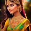 Placeholder: bright indian fairy, beautiful portrait, flowery landscape, light, sun