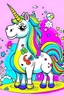 Placeholder: kids illustration, an unicorn, cartoon style, thick line, low details, vivid color