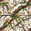Placeholder: detailed Real Tree Camouflage made of sticks, twigs, tree bark, green pine branches, dried maple leaves, snow and dirt, white background, seamless repeatable texture camo pattern