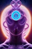 Placeholder: Spiritual being with Tentacles over human Head creating reality around, wrapping Spiral around Human, Psychedelic