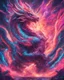 Placeholder: Close up shot, Dragon in a vibrant synthwave dreamscape, neon chaos swirling energetically around pixelated forms, a dynamic fusion of retro gaming nostalgia and futuristic abstraction