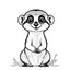 Placeholder: cute Meerkat, black and white, white background, clean lines, coloring page for kids,