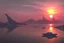 Placeholder: distant city, cars, sunset, lake, sci-fi, epic