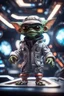 Placeholder: pen outline, really macho pimp gremlin ghost captain that go hard sitting in space station cockpit , in front of space portal dimensional glittering device, bokeh like f/0.8, tilt-shift lens 8k, high detail, smooth render, down-light, unreal engine, prize winning