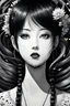 Placeholder: From what I've gathered, you grew up nice and sheltered, With mama's pretty stories and your own made-up furies, And mama gave me a magic clicker, Well yes, I think it's true and fair to say, negative black, white, and gray Speedpaint with large brush strokes, by Junji Ito