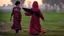 Placeholder: A Palestinian girl have tow wings wearing an old dress in gaza during sunset in winter.