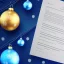 Placeholder: 3D render of contract sheets flying, on a dark blue Christmas background, digital art, 4k