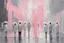 Placeholder: White, pink, and grey Abstract painting with people, sci-fi, in auguste oleffe impressionism painting