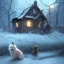 Placeholder: SAD, SCARED, LONELY DOG TIED UP OUTSIDE WITH A HOUSE IN BACKGROUND, WINTER, 8k resolution, high-quality, fine-detail, intricate, digital art, detailed matte, volumetric lighting, illustration, 3D octane render, brian froud, howard lyon, selina french, anna dittmann, annie stokes, lisa parker, greg rutowski