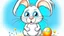 Placeholder: Fantasy cartoon illustration: very sad Easter bunny