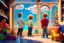 Placeholder: a little boy with curly blond hair is standing with his back to us, looking at toys (stuffed animals, building blocks, trains, legos, rocking horses) in a toy shop window Nikon D850 digital painting fantasy 4k very attractive fantastic view ultra detailed 4K 3D cinematic postprocessing in sunshine