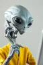 Placeholder: realistic grey alien talking on the phone