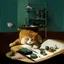 Placeholder: UN conference.a cat looking at a pigeon,human flesh-like surgical instruments and universe-like neuralink, surrealism,symbolism,minimalism,Painting By Adrian Ghenie, Rene Magritte, Salvador Dali, Lucian Freud