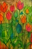 Placeholder: tulips in spring; paul klee; ink wash; neon metallic paints