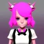 Placeholder: ROBLOX woman character pink hair with horns with white t-shirt and black tie