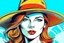 Placeholder: beautiful woman in hat in pop art style vector